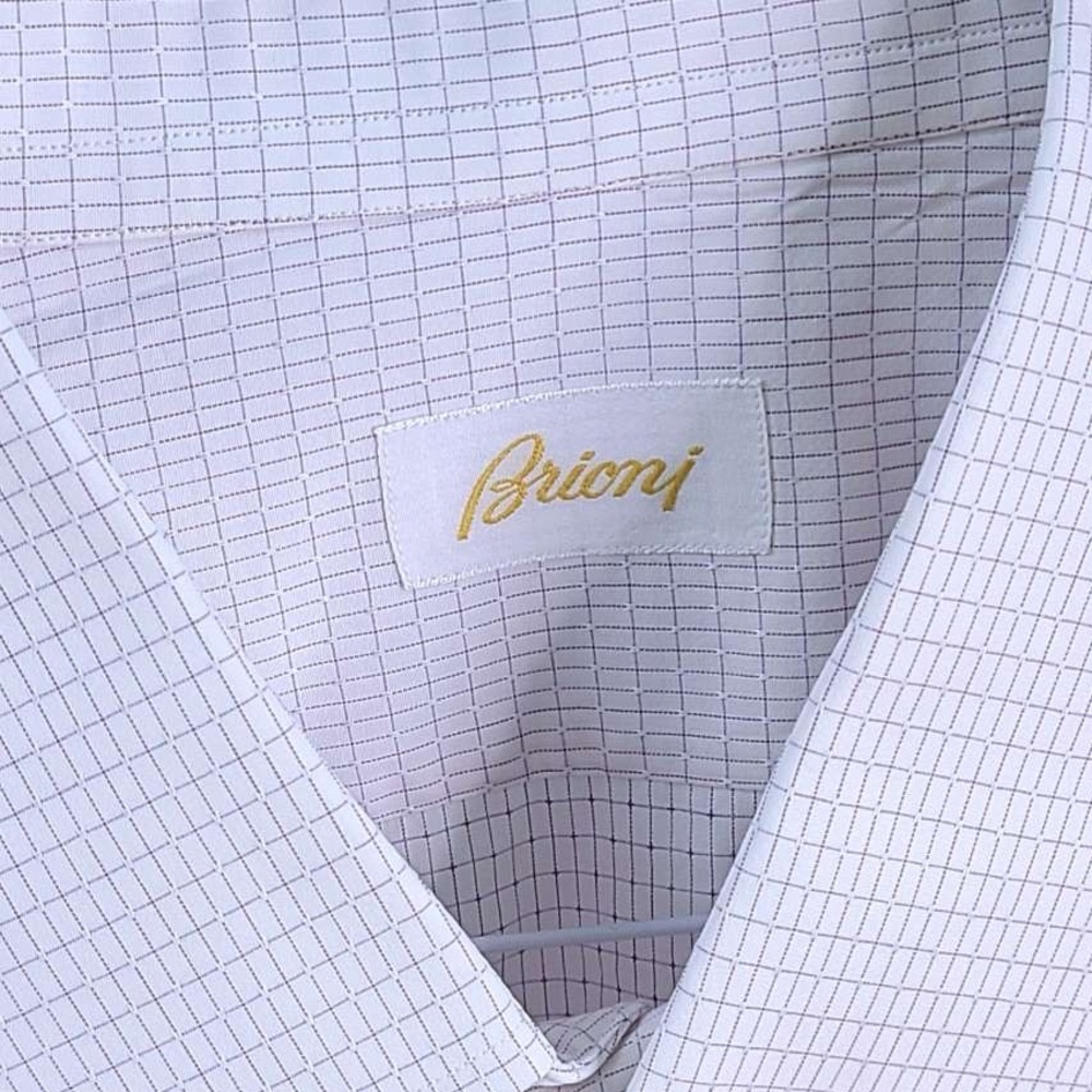 Brioni Men's Lavender Grid Dress Shirt